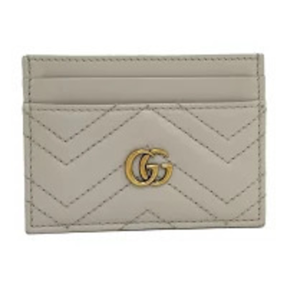 Gucci Card Case Wallet GG Marmont Leather Gray
